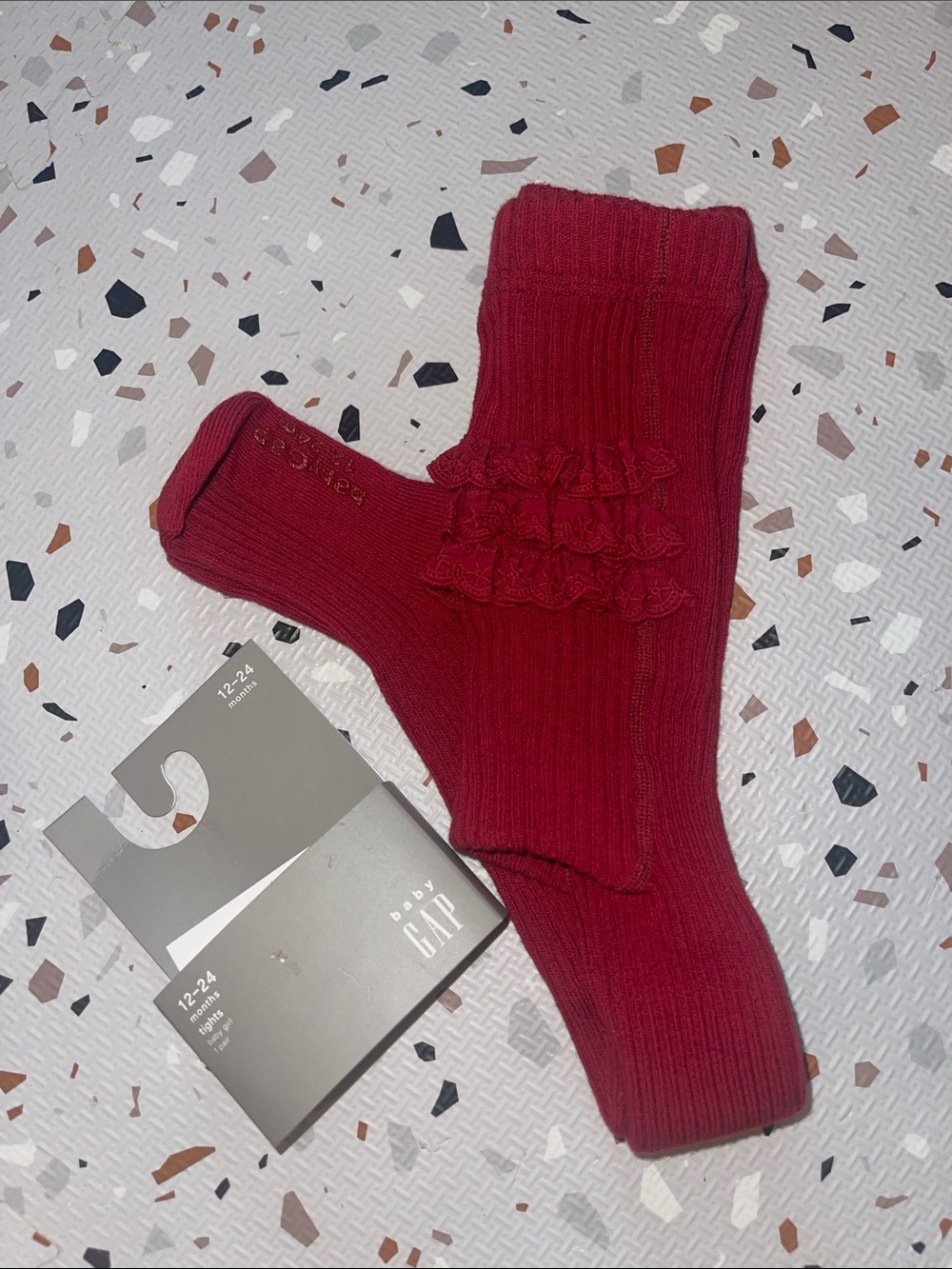 GAP Burgundy Ruffle Baby Knee-High Socks